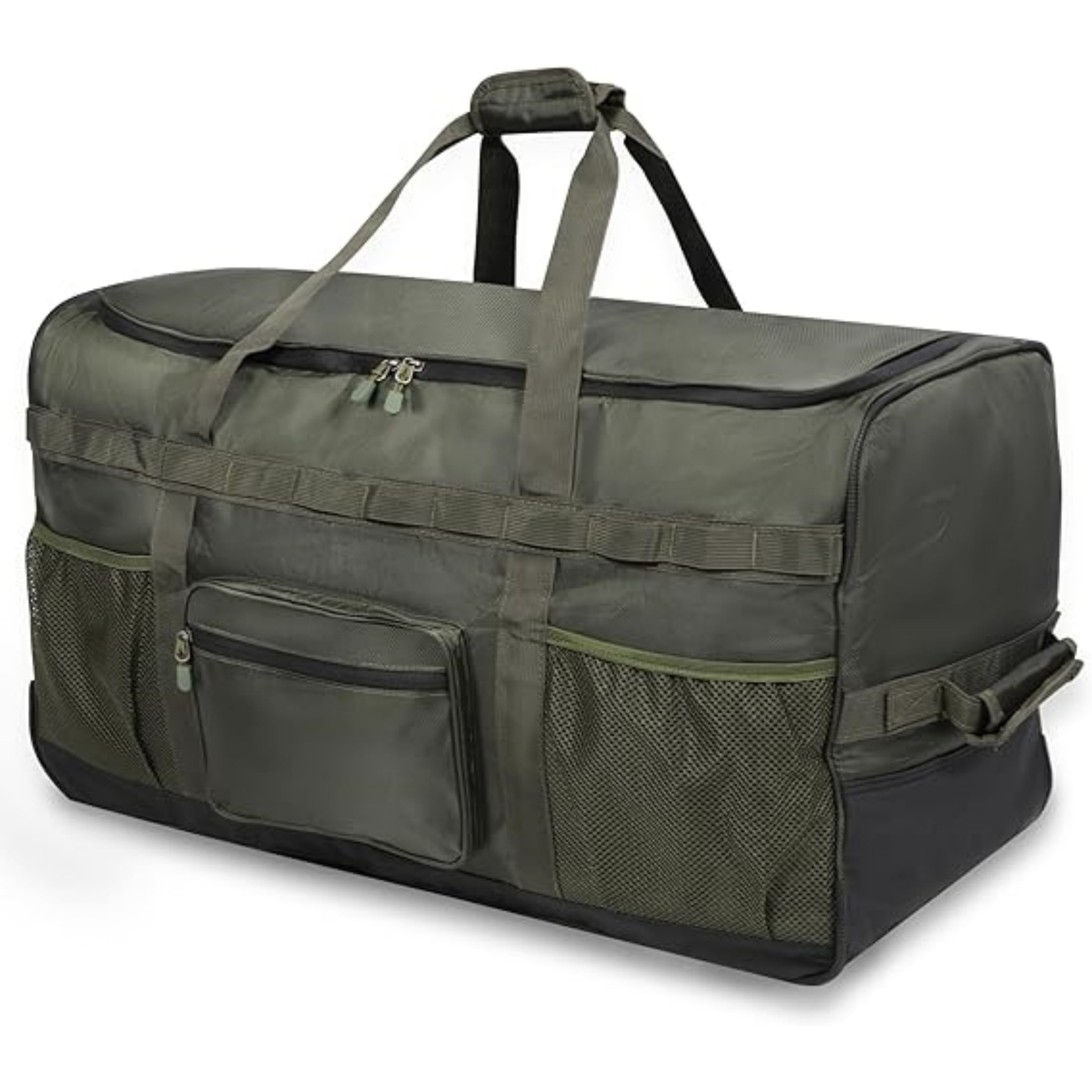 REDCAMP 100L Foldable Rolling Duffle Bag with Wheels, Extra Large Travel Luggage Collapsible Duffel Bag, Military Green
