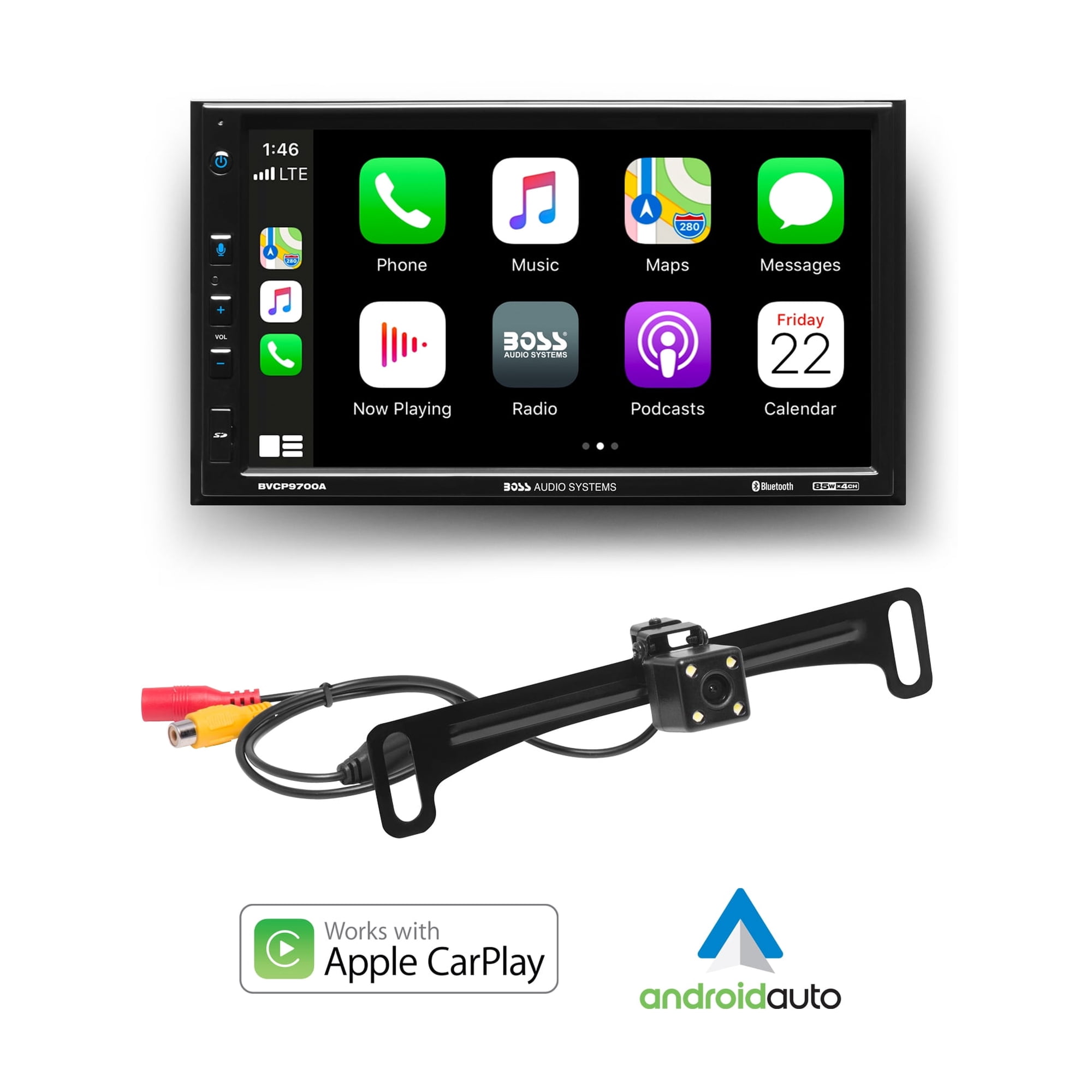 BOSS Audio Systems BCP62-RC Double DIN Car Stereo Apple Carplay, 6.2" Touchscreen Bluetooth Radio
