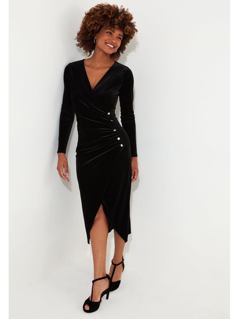 Joe Browns Women's Plus Size Velvet Faux Wrap Midi Dress - Walmart.com