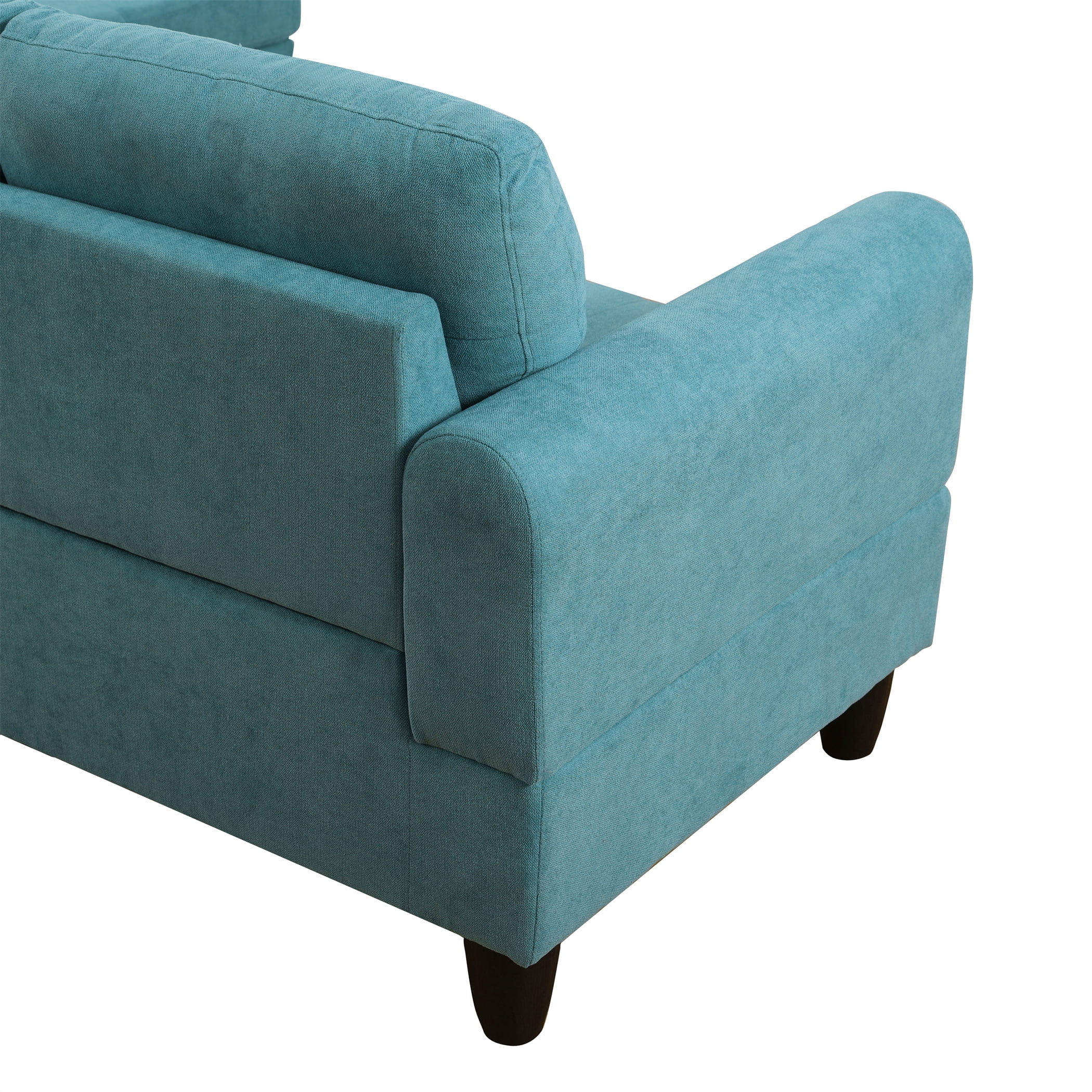 Aukfa 97" Classic Sectional Sofa 4 Seat L shape Couch with Oversized Right Chaise for Living Room, 2Pillows, Linen, Aqua Blue
