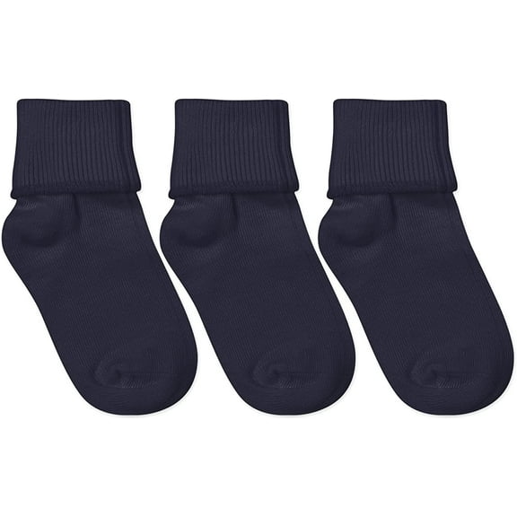 Jefferies Socks Girl's Boy's Unisex Seamless Cotton Turn Cuff Ankle Socks 3 Pack