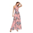 thumbnail image 4 of Mujer Estampado Halter Gasa Sin Espalda Sin Mangas Corbata Maxi Vestido Largo(Rosa/S)-205255.06 Tmvgtek Mujer, 4 of 8