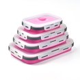 thumbnail image 1 of Fiambrera plegable de silicona, juego de cuatro piezas, fiambrera bento para microondas en el trabajo, picnic de viaje al aire libre rosa XianweiShao 9024735089490, 1 of 2