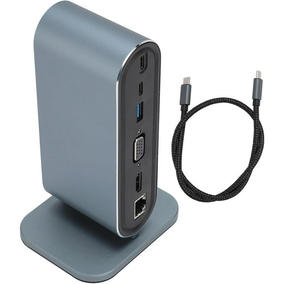 Vertical USB C Docking Station with HDMI 4K, VGA, 100W PD 3.0, USB 3.0, Ethernet 100GB, SD TF, USB A, Audio Port, USB C 4K Display Docking Station for MacBookPro