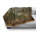 thumbnail image 3 of Yosemite Soft Flannel Fleece Blanket, Yosemite Falls Trees Mountain Cliff Autumn National Park California Nature Print, Cozy Plush for Indoor and Outdoor Use, 50" x 60", Orange Green, by Ambesonne, 3 of 6