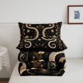 thumbnail image 5 of Feelyou Boho Snake Full Size Comforter Sets, Hippie Floral Moon Stars Bedding Comforter Set, Black Beige, Black Reversible, 3 Pieces, 1 Comforter and 2 Pillowcases, 5 of 7