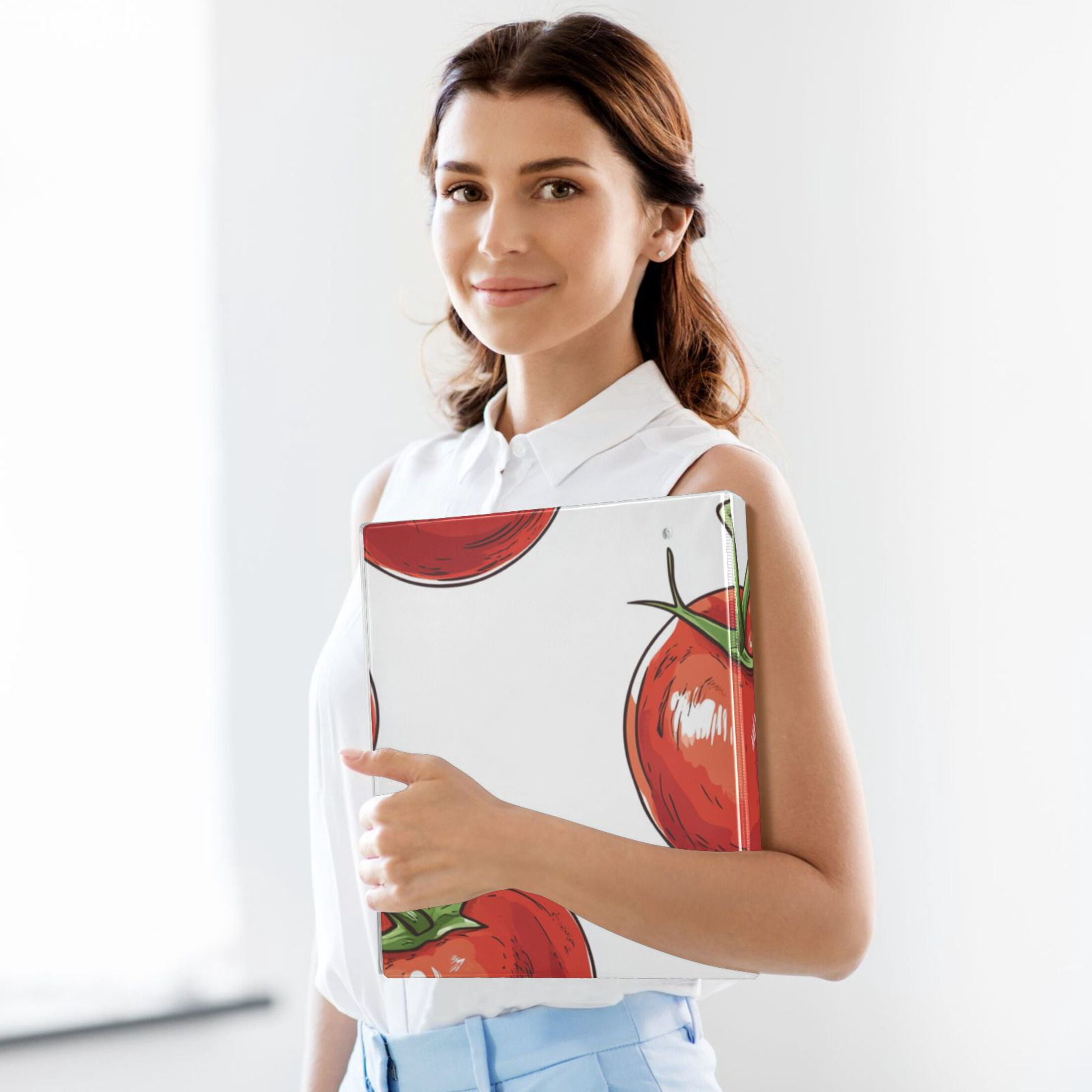 Tomatoes in White 3 Ring Binders 1.5 inch Hardcover File Folders with Interior Pockets A4 Size Organizer for School Office Hospital