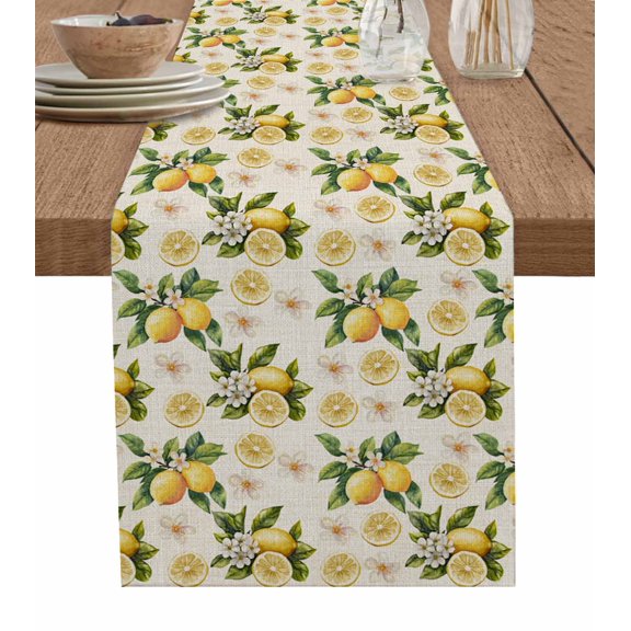 Hokiten Table Runners 48 Inches Long Dress Scarves, Farm Lemon Farmhouse Kitchen/Dining Table Runner, Short Coffee Tablerunners, Summer Fruit Spring Flower Pastoral 13x48 Inch
