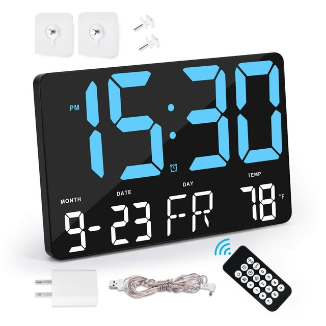 Digital Wall Clock, 11.5" LED Digital Alarm Clock Large Numbers Display