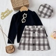 thumbnail image 2 of OSOLU Toddler Girl Fall Winter Skirt Set Turtleneck Ribbed Long Sleeve T Shirt Tops & Plaid Skirts Dress Breathable Dailywear, 4-5 Years, 2 of 9