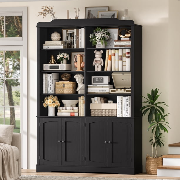 Homfa 73'' Tall Bookcase with 4 Doors, 6-Tier 8 Cubes Display