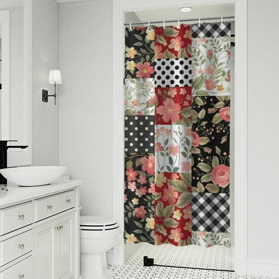 Pioneer Flower Floral Print Pattern Shower Curtain 36"x72" ,Bathroom Decorative Shower Curtains Set with 12 Hooks,Modern Waterproof Washable Shower Curtain