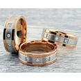 thumbnail image 3 of Men's Wedding Band Ring - Rose Gold Silver with Center Stripe, 0.15 Carat CZ - Perfect for Weddings Anniversaries, 3 of 5