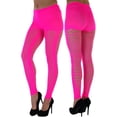 thumbnail image 4 of ToBeInStyle Women's Footless Multi-Dimensional Diamond Net Tights - Neon Pink - One Size, 4 of 6