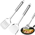 thumbnail image 6 of Aiteng 2 Pack Stainless Steel Solid & Slotted Spatulas Set, Kitchen Utensil Metal Spatula for Cooking Steak Egg Pancakes, 6 of 9
