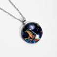 thumbnail image 4 of Starry Sky Frog Glass Circular Pendant Necklace - Stylish Jewelry Statement Piece, 4 of 5