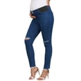 thumbnail image 4 of INSPIRE CHIC Women's Maternity Skinny Jeans Ripped High Waist Side Panel Pregnancy Jeans High Stretchy Denim Pants with Pockets 2026 2XL Deep Blue, 4 of 6