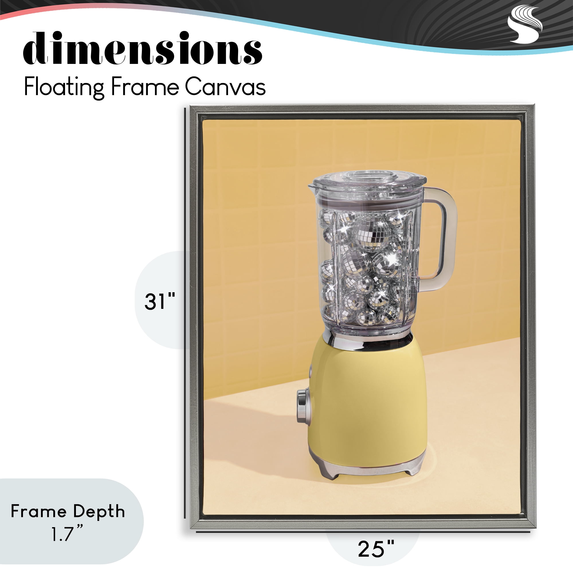 Stupell Industries Disco Drink Blender over Yellow Gray Framed Floater Canvas Wall Art, design by LISH Creative