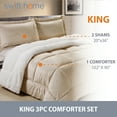thumbnail image 3 of Swift Home 3PC Reversible Winter Plush Sherpa Faux Micromink Comforter Set, Camel, King, 3 of 6