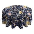 thumbnail image 4 of Pioneer Flower Floral Print Pattern Round Tablecloth 60"x60",Wrinkle Wipeable Table Cloth for Kitchen Dining Room Picnic Patio Party, 4 of 6