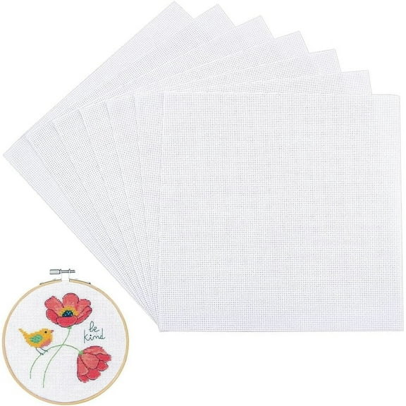 14 Pieces White Cotton Fabric Embroidery Fabric 12x12inch Square Aida Cloth Cotton Stitch Cloth for Making Garment Craft DIY