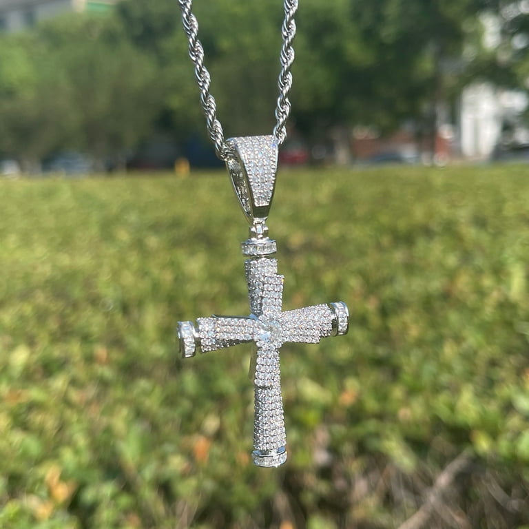 DUBSS Iced Out Cross Necklace for Women Prong Setting Cubic
