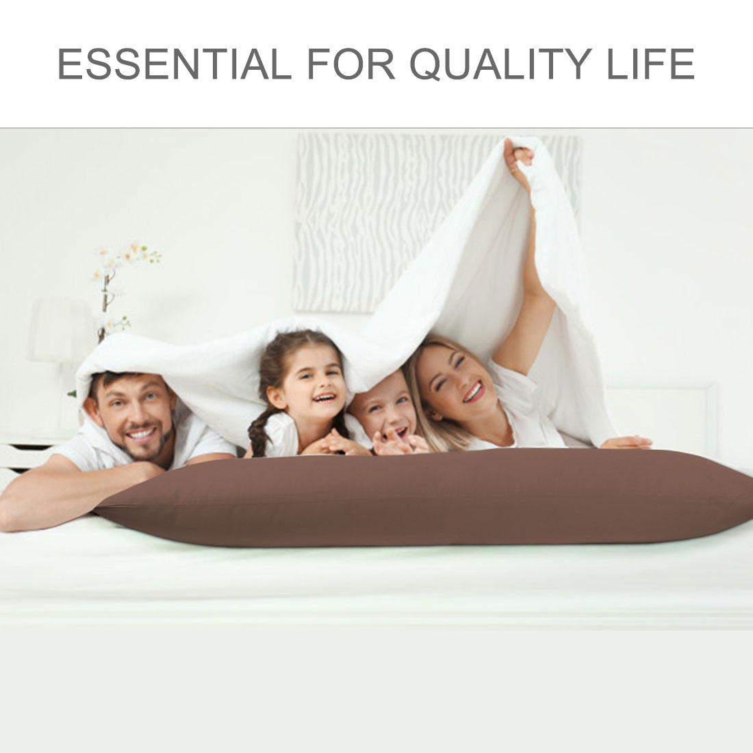 Unique Bargains Pillowcases 2 Pack 100% Cotton Body Pillow Covers Coffee 20" x 60"