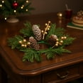 thumbnail image 4 of Christmas Candle Wreath Centerpiece with Pine Cones Berries and Greenery for Table Mantle Holiday Decorations(Green-C), 4 of 6