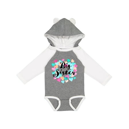 

Inktastic Big Sister hearts Gift Baby Girl Long Sleeve Bodysuit