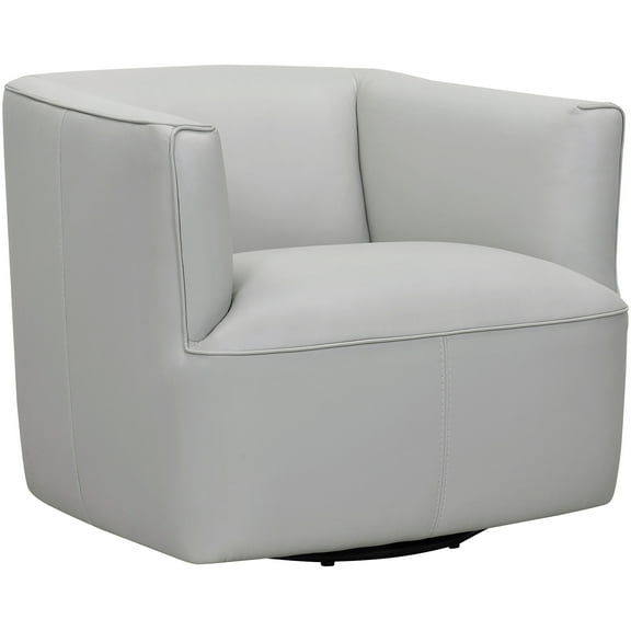 Armen Living Whitney Modern Leather Swivel Barrel Chair in Gray