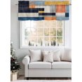 thumbnail image 3 of Abstract Stitching Valances for Windows Blue White Yellow Stripe Art Kitchen Valance Curtain Rod Pocket Small Curtains for Cafe Bathroom Laundry Basement 54" x 18", 3 of 8