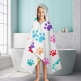 thumbnail image 6 of Colorful Dog Paw Footprint Hooded Bath Towel，60"x35" for Ages 3 To 12 Kids, Quick Dry Lightweight Soft Microfiber Hood Beach Towel Cover Up for Kids, 6 of 7