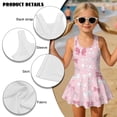 thumbnail image 6 of Xixirimido Pink Bowknots Print Girls One Piece Swimsuits with Skirt Sleeveless Swim Dress Modest Skirted Swimwear with Built-in Shorts UPF 50+ Bathing Suit, 3-4 Years, 6 of 7