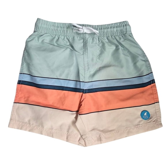 Heat Swimwear Toddler Boys Tie Front Swim Trunk Board Shorts, Aqua Stripes (2T)
