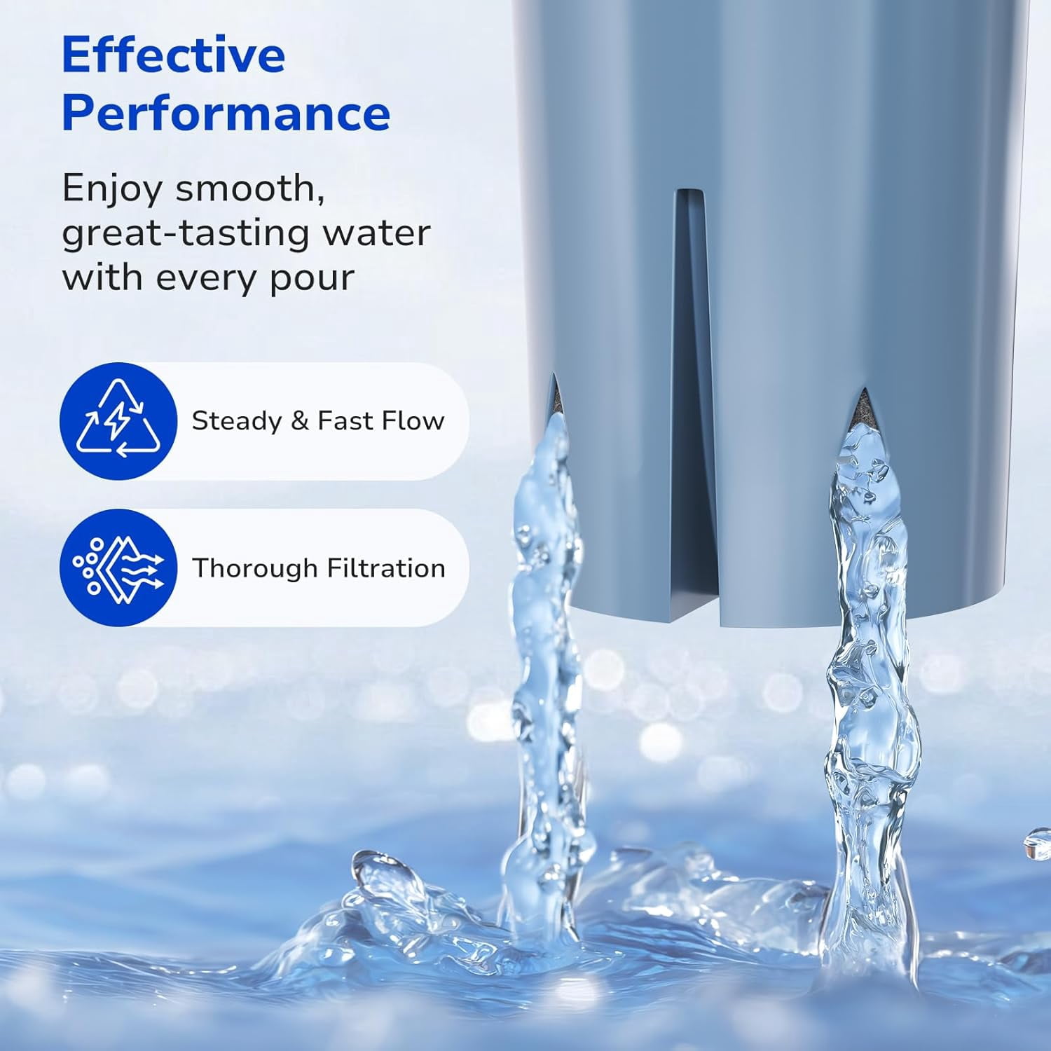Fil-fresh 2-Pack Water Filter Replacement for Brita Pitchers & Dispensers, NSF 53 & 42 Certified, Reduces Lead & Chlorine, 12-Month Supply