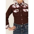 thumbnail image 3 of Girls' Cowgirl Hardware Cow Print Yoke Long Sleeve Snap Western Shirt Brown X-Large  US, 3 of 4