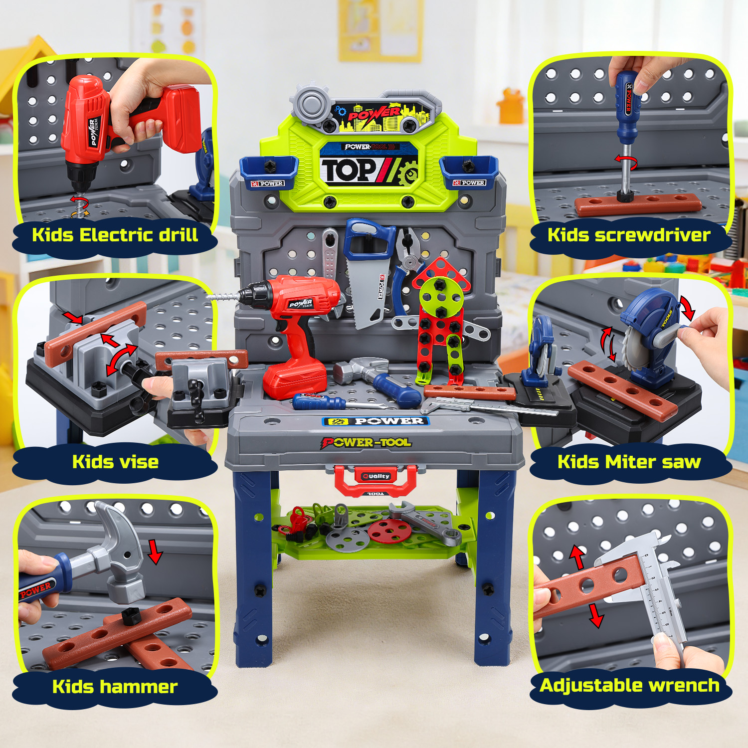 JoyStone 2-in-1 Kids Tool Bench with Electric Drill photo 8