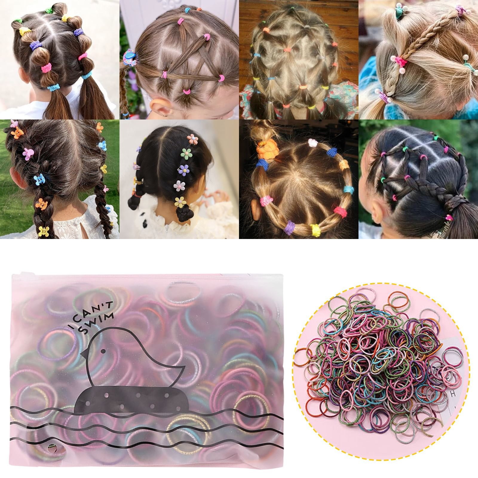 Elastic Bands for Hair Small Hair Elastics And Clear Girls Rubber Bands Hair No Damage Pin The Tale on The Cat Blond Hair Elastic Bands Soft Seamless Hair Ties Easy Hair Bun Hair Hooks Fashion Rubber