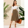 thumbnail image 3 of Unique Bargains Women's Peasant Elastic Waist A-Line Leave Print Midi Skirt, 3 of 6