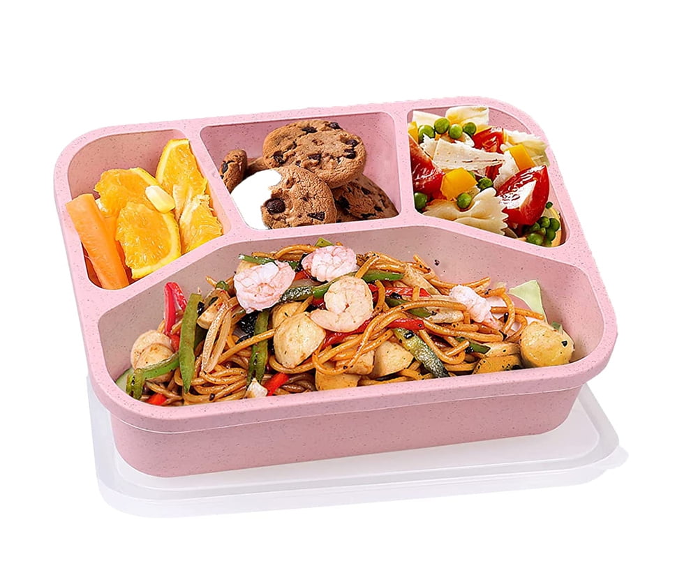 ozazuco 4 Pack Snack Containers, Divided Bento Snack Box, 4 Compartments  Reusable Meal Prep Lunch Containers for Kids Adults, Food Storage  Containers
