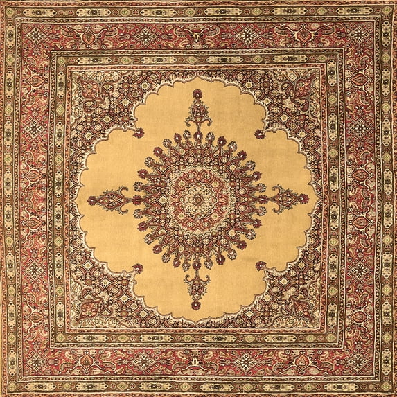 Ahgly Company Indoor Square Medallion Brown Traditional Area Rugs, 6' Square