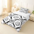 thumbnail image 2 of Castle Fairy Sport Volleyball Bow Twin Comforter Sets 2pcs, Geometric Plaid Bedding Set, Black White,1 Comforter and 1 Pillowcase, 2 of 6