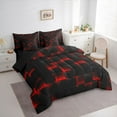 thumbnail image 4 of Feelyou Pixelate Miner Game Twin Bedding Sets 7-Piece, Neon Gradient Square Bedding Comforter Set, Honeycomb Black Red Reversible Sheet Sets, Super Cozy Room Decor, 4 of 8