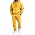 thumbnail image 2 of Men's Fleece Tracksuit Sweatsuit 2 Piece Hoodie and Sweatpants Set Soft Warm Pullover Hooded Jogger Casual Athletic Gym Jogging Sweat Suits Outfits for Fall Winter Yellow XL, 2 of 6