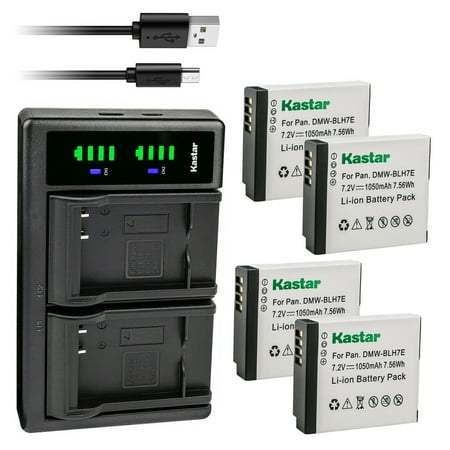 Kastar 4-Pack DMW-BLH7 Battery and LTD2 USB Charger Replacement for Panasonic Lumix DMC-GM1KA Lumix DMC-GM1KD Lumix DMC-GM1KEB Lumix DMC-GM1KK Lumix DMC-GM1KS Lumix DMC-GM1KW DMC-GM1S Camera