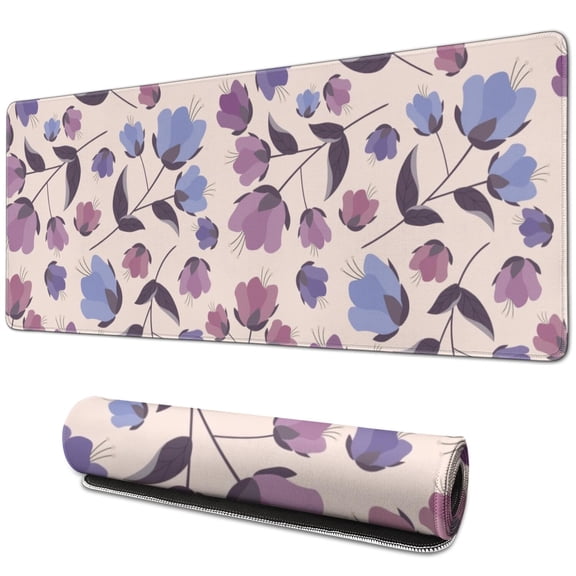 Long Mouse Pads for Desk,Pioneer Flower Floral Print Pattern Desk Mats on Top Of Desks, Desk Mouse Pad Extra Large with 3mm Non-Slip Base and Stitched Edge for Gaming,Office,Work,Home 31.5"x11.8"