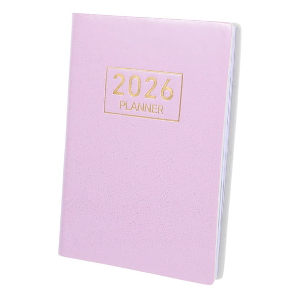 Clispeed Portable Pocket Planner 2026 Pink with Sewn Binding and Elegant PU Cover for Daily Writing
