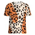 thumbnail image 5 of Leopard Print Pattern Womens Tops Women's Fashion Casual Short Sleeve Flower Print Round Neck Pullover Top Blouse, 5 of 6