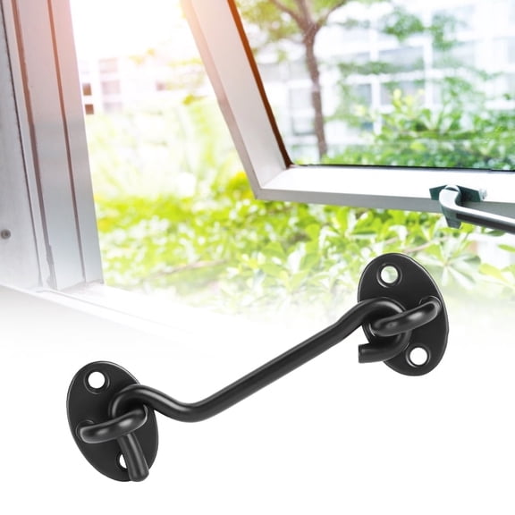 Gancho de cabina para el hogar Puerta de acero inoxidable Gancho de pestillo de ventana Kit de ganchos de cabina Accesorio de hardware Negro