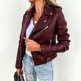 thumbnail image 5 of Aimik Women's Faux Leather Moto Jacket Classic Asymmetrical Zip-Up Biker Coat with Belted Waist and Pockets Slim Fit Fall Outerwear, 5 of 6